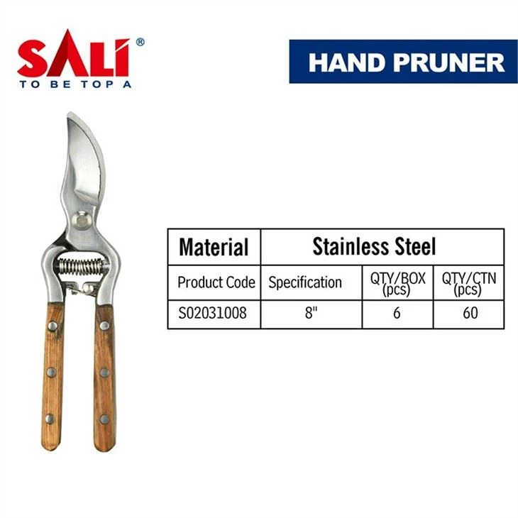 Wooden Handle Pruner 8 Inch